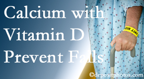 Calcium and vitamin D supplementation may be suggested to Manchester chiropractic patients who are at risk of falling.
