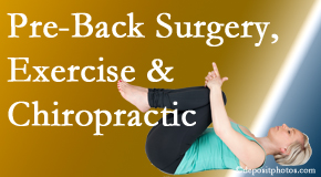 Manchester Chiropractic & Sports Injuries offers beneficial pre-back surgery chiropractic care and exercise to physically prepare for and possibly avoid back surgery.