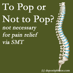Manchester chiropractic spinal manipulation treatment may have a audible pop...or not! SMT is effective either way.