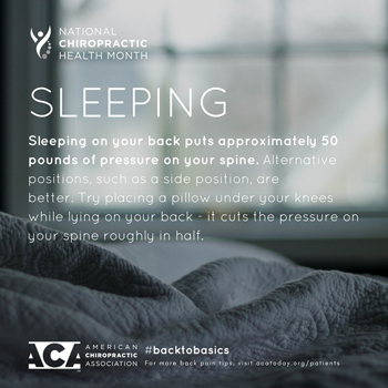Manchester Chiropractic & Sports Injuries recommends putting a pillow under your knees when sleeping on your back.