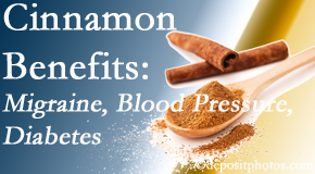 Manchester Chiropractic & Sports Injuries shares research on the benefits of cinnamon for migraine, diabetes and blood pressure.