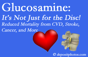 Manchester health benefits from glucosamine utilization include reduced overall early mortality and mortality from cardiovascular issues.