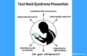 Manchester Chiropractic & Sports Injuries presents a prevention plan for text neck syndrome: better posture, frequent breaks, manipulation.